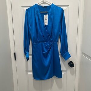 Zara Elegant Blue Wrap Dress